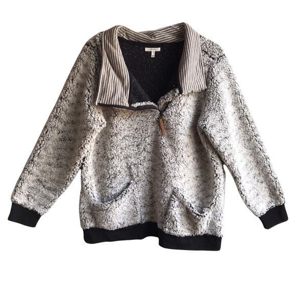 Maurice's Sherpa Pullover Fleece Sweater Pockets Sweatshirt Jumper Size XXL Gray - Picture 2 of 16